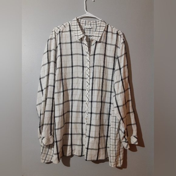 J Jill Women's Plus Size Long Sleeve Button Shirt Blaco White Block Stripe 2X-3X - Picture 5 of 8